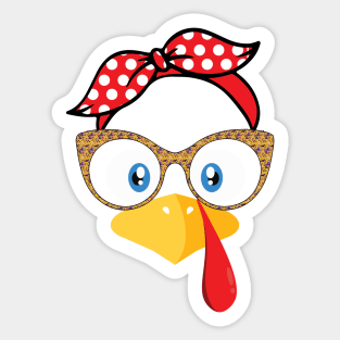 Cool Turkey Face With Sunglasses Funny Thanksgiving Sticker